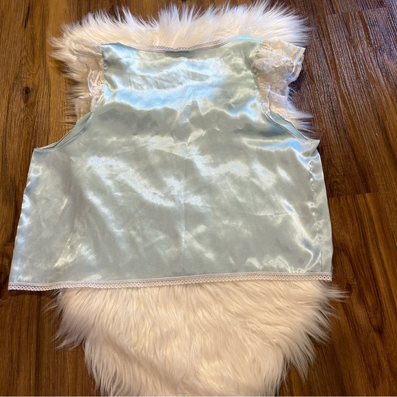 Vintage Night moves satiny sleep top lace blue size large 60s - Picture 6 of 7